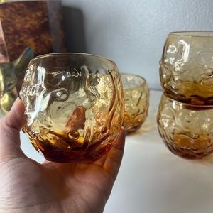 Set of 4 vintage crinkle roly poly glasses